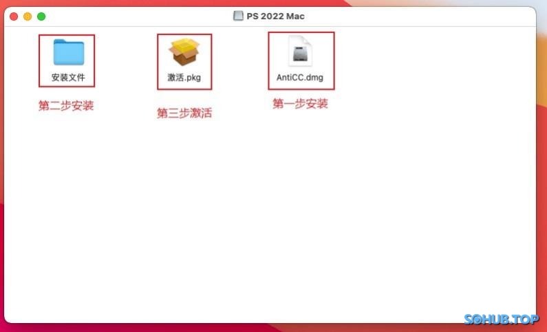 第一步先安装 AntiCC,第二步安装 Ps 软件,第三步激活